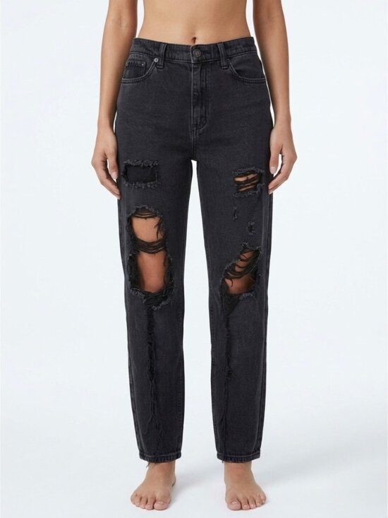 Aeropostale Denim - Aeropostale Black Distressed Mom Jeans High-Rise Boyfriend Style 4| Indie Sleaze